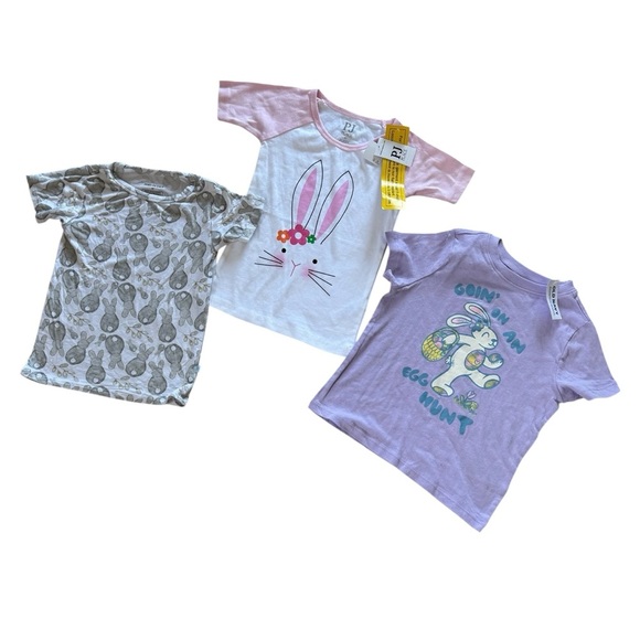 Bundle 3T Toddler Girls Shorts Sleeve Tops Bunnies Easter Egg Hunt NWT - Picture 1 of 7
